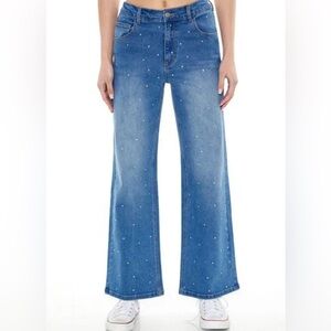 Never Worn Forever21 Premium Rhinestone Wide-Leg Jeans - size 31